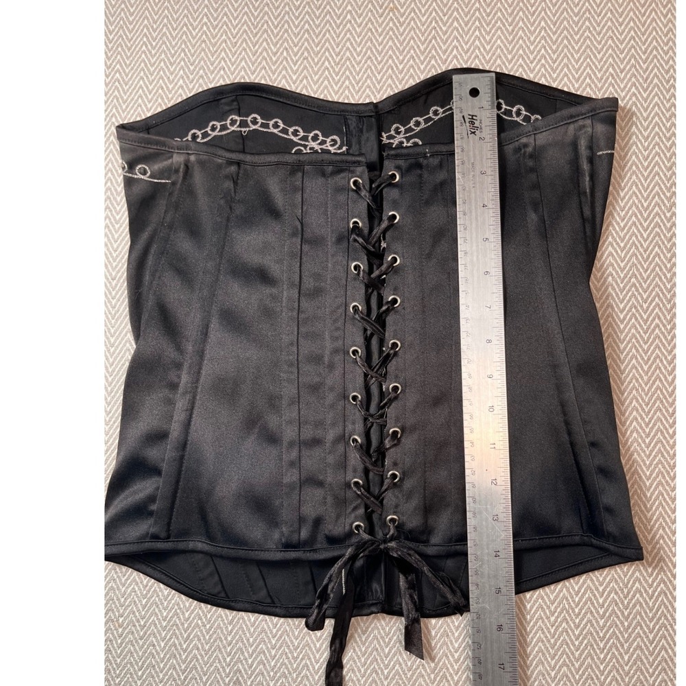 Charlotte Russe Black Corset Bustier Top Lace Up Back‎ Embroidered Size L - Picture 7 of 7